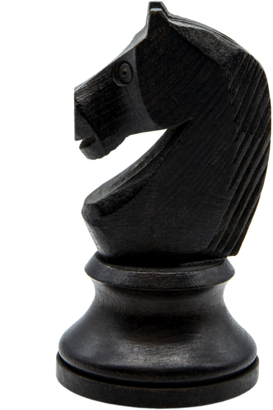 black wooden knight chess piece